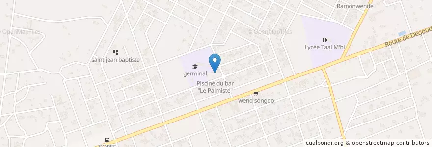 Mapa de ubicacion de Restaurant Universitaire le Palmiste en Буркина-Фасо, Западно-Центральная Область, Булькиемде, Koudougou, Koudougou.