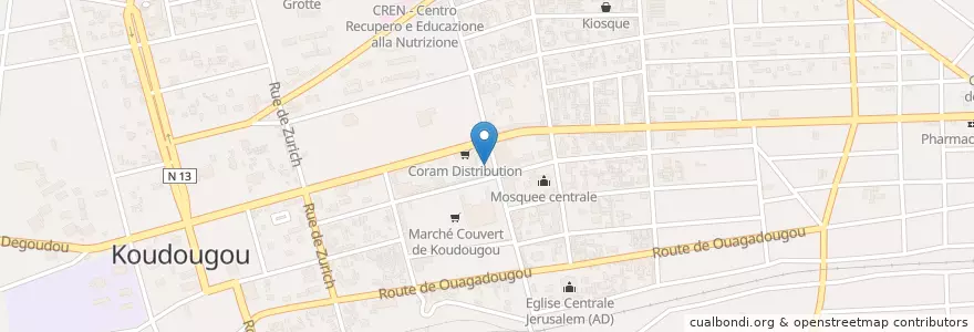 Mapa de ubicacion de Banque de l' habitat du Burkina Faso en ブルキナファソ, Centre-Ouest, Boulkiemdé, Koudougou, Koudougou.