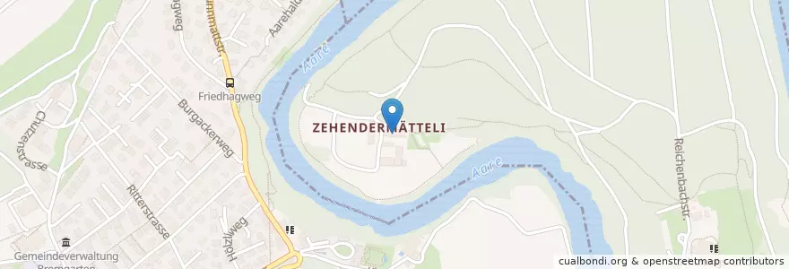 Mapa de ubicacion de Zehendermätteli en Zwitserland, Bern/Berne, Verwaltungsregion Bern-Mittelland, Verwaltungskreis Bern-Mittelland, Bremgarten Bei Bern.