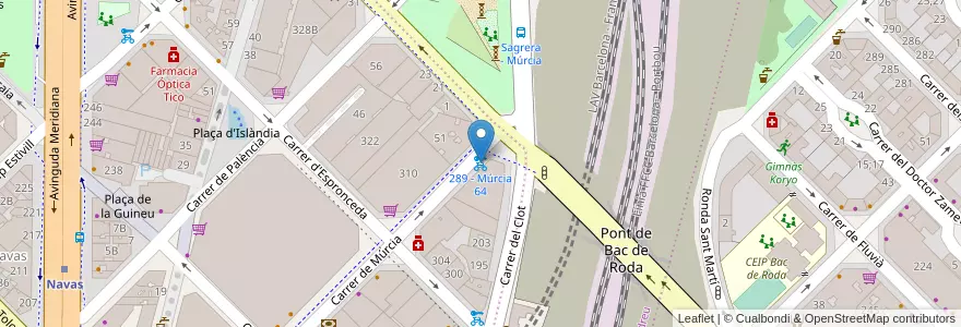 Mapa de ubicacion de 289 - Múrcia 64 en España, Catalunya, Barcelona, Barcelonès, Barcelona.