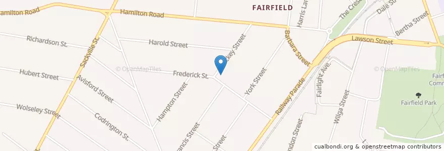 Mapa de ubicacion de Saint Barnabas Anglican Church en Australia, New South Wales, Sydney, Fairfield City Council.