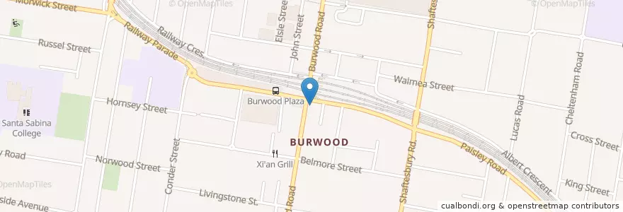 Mapa de ubicacion de Westpac en Australia, New South Wales, Burwood Council, Sydney.