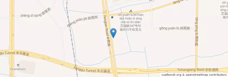 Mapa de ubicacion de ABC en China, Zhejiang, Hangzhou City, Gongshu District, 祥符街道.
