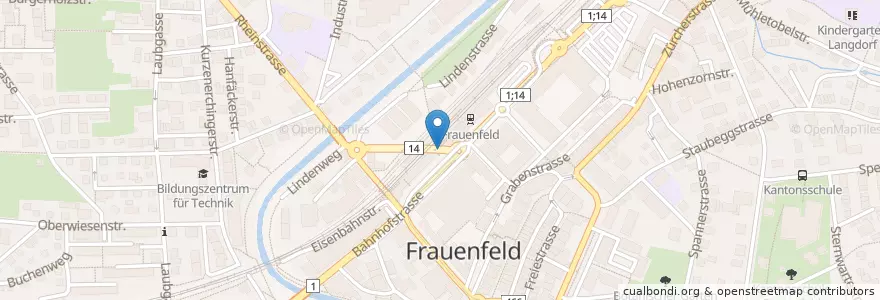Mapa de ubicacion de Bahnhofbuffet en سويسرا, Thurgau, Bezirk Frauenfeld, Frauenfeld.