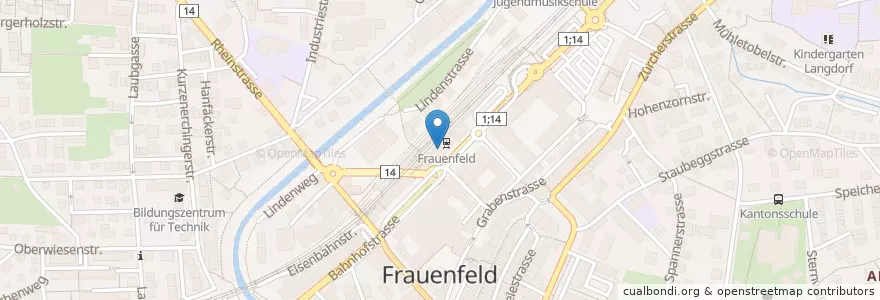 Mapa de ubicacion de Railside en Switzerland, Thurgau, Bezirk Frauenfeld, Frauenfeld.