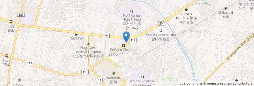 Mapa de ubicacion de 1-5 en Japão, Tóquio, 調布市.