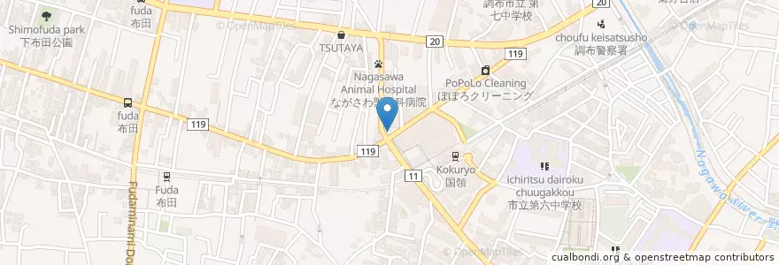 Mapa de ubicacion de 3-7 en اليابان, 東京都, 調布市.