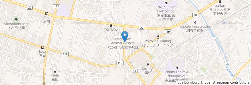 Mapa de ubicacion de 1-6 en 일본, 도쿄도, 調布市.
