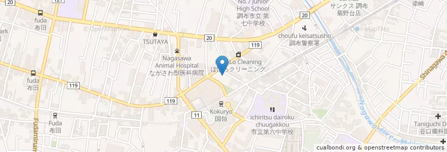 Mapa de ubicacion de 1-10 en Japão, Tóquio, 調布市.