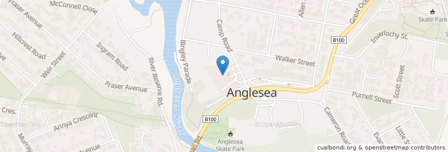 Mapa de ubicacion de Anglesea Pub en أستراليا, ولاية فيكتوريا, Surf Coast Shire.