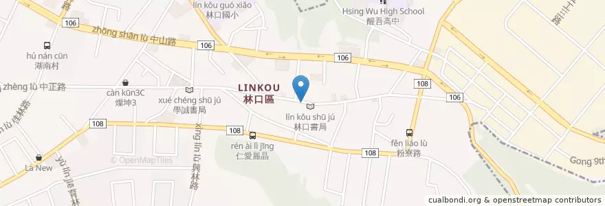 Mapa de ubicacion de 爆料紅豆餅 en 타이완, 신베이 시, 린커우 구.