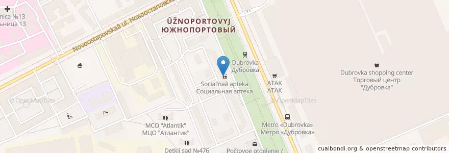 Mapa de ubicacion de Социальная en Rusia, Distrito Federal Central, Москва, Юго-Восточный Административный Округ, Южнопортовый Район.