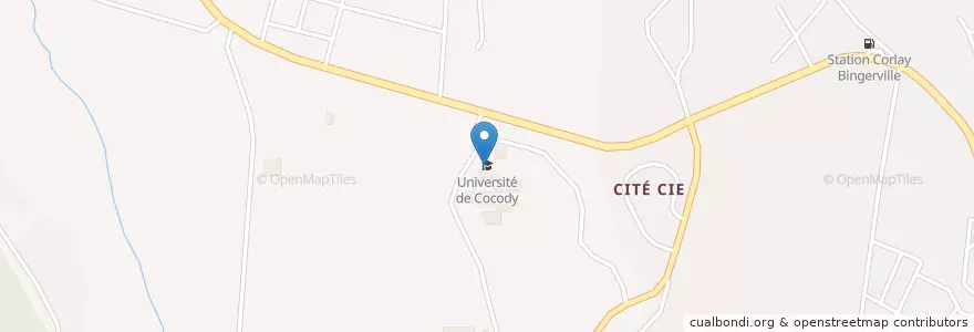 Mapa de ubicacion de Université de Cocody Pole Scientifique en Côte D’Ivoire, Abidjan, Bingerville.