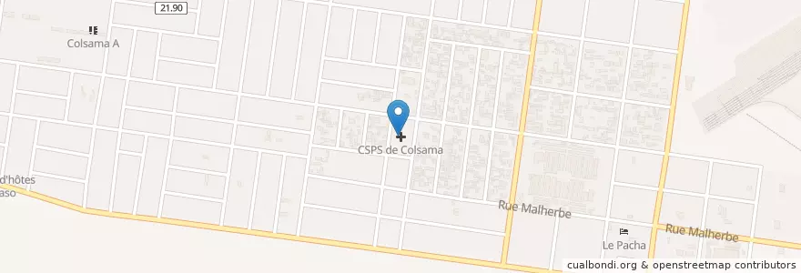 Mapa de ubicacion de CSPS de Colsama en Burquina Faso, Hauts-Bassins, Houet.