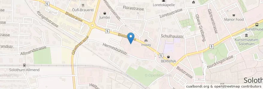 Mapa de ubicacion de Zentralbibliothek en Suisse, Soleure, Amtei Solothurn-Lebern, Bezirk Solothurn, Solothurn.