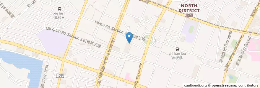 Mapa de ubicacion de 小捲米粉 en 台湾, 台南市, 中西区.