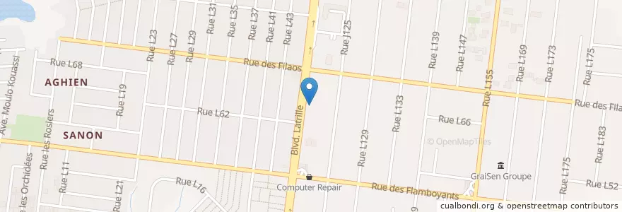 Mapa de ubicacion de Chez Abdoul en 코트디부아르, 아비장, Cocody.