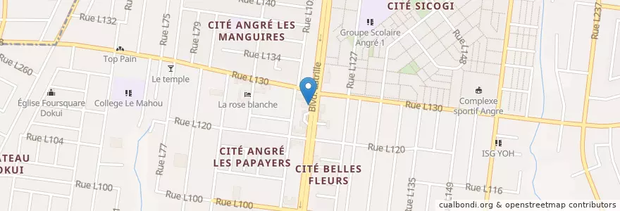 Mapa de ubicacion de Le Blue M en コートジボワール, アビジャン, Cocody.