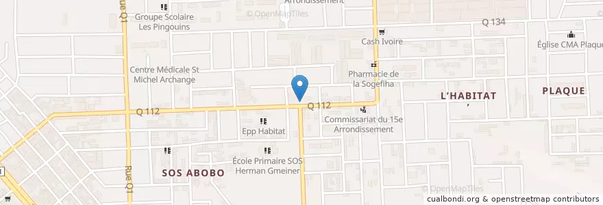 Mapa de ubicacion de Pharmacie Saint François Xavier en Ivoorkust, Abidjan, Abobo.