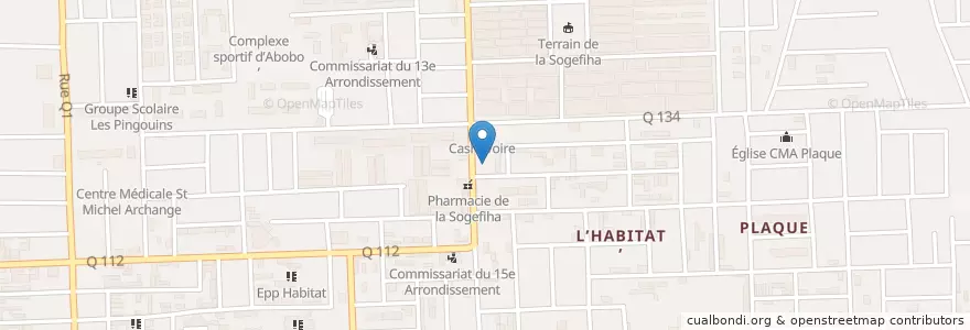 Mapa de ubicacion de Station Service Shell en 코트디부아르, 아비장, Abobo.
