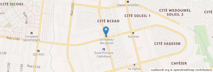Mapa de ubicacion de Le chateau des glaces en Ivoorkust, Abidjan, Cocody.