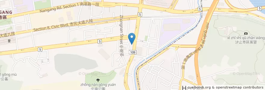 Mapa de ubicacion de 發爺臭臭鍋 en 臺灣, 新北市, 臺北市, 南港區.