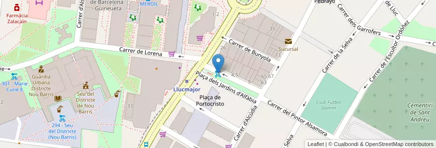 Mapa de ubicacion de 290 - Plaça dels Jardins d'Alfàbia 1 en Испания, Каталония, Барселона, Барселонес, Барселона.