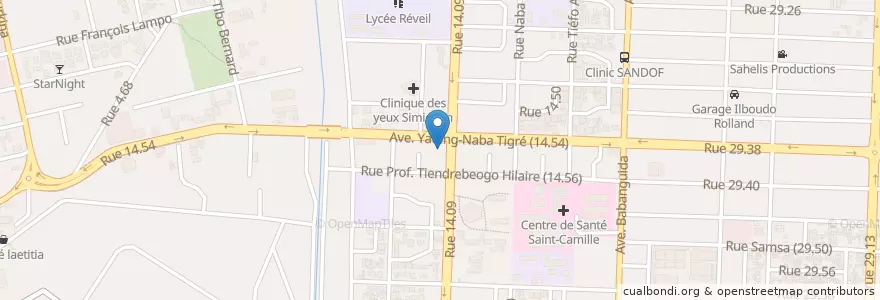 Mapa de ubicacion de Maquis Restau Ecoprix en 布基纳法索, Centre, Kadiogo, 瓦加杜古.