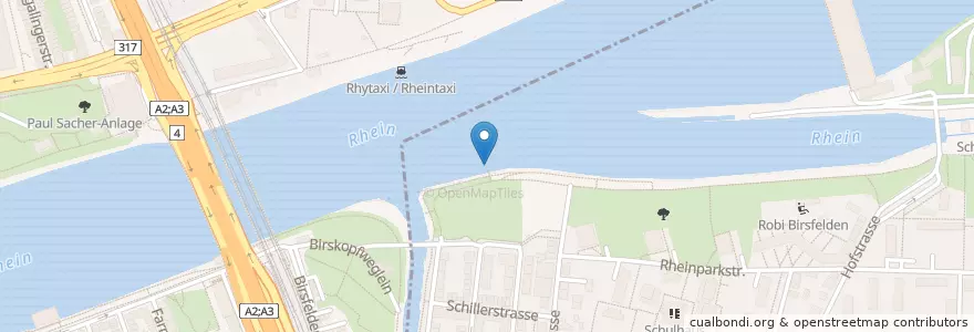 Mapa de ubicacion de Birsfelden BPG en Schweiz/Suisse/Svizzera/Svizra, Bezirk Arlesheim, Basel.