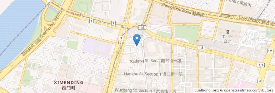 Mapa de ubicacion de 鄭記豬腳肉飯 en Taiwan, Nuova Taipei, Taipei, 中正區.