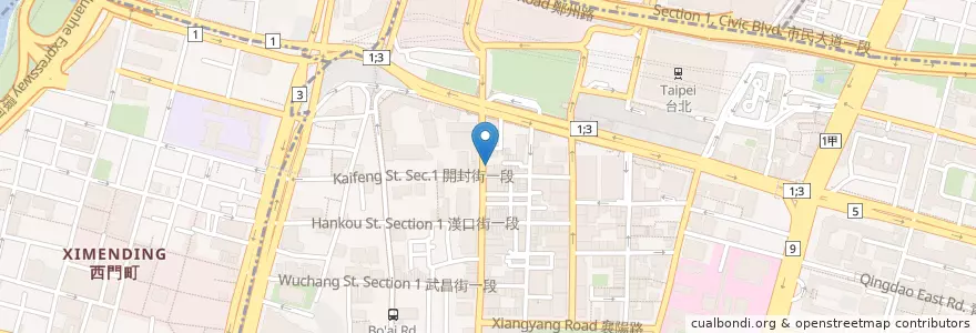Mapa de ubicacion de 三商巧福 en Tayvan, 新北市, Taipei, 中正區.