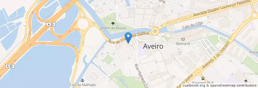 Mapa de ubicacion de Sportus Kaffe en 葡萄牙, Aveiro, Centro, Baixo Vouga, Aveiro, Glória E Vera Cruz.