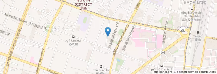 Mapa de ubicacion de 美樂地中成店 en Taiwan, Tainan, 中西區.