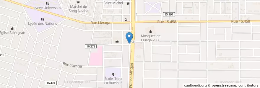 Mapa de ubicacion de Maquis La Solidarité en بوركينا فاسو, الأوسط, Kadiogo, واغادوغو.
