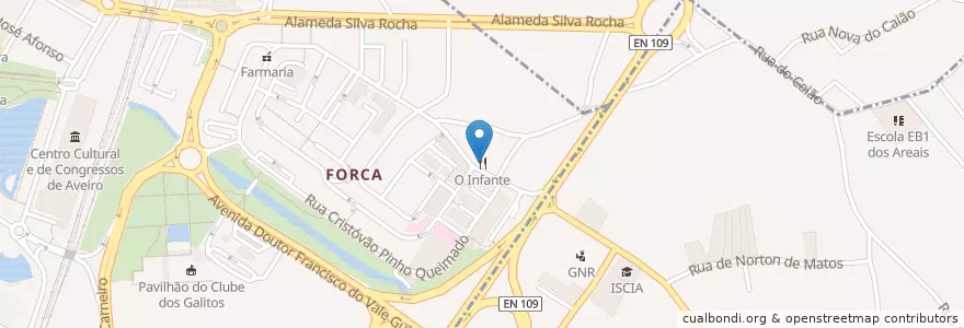 Mapa de ubicacion de O Infante en Португалия, Aveiro, Центральный Регион, Baixo Vouga, Aveiro, Glória E Vera Cruz.
