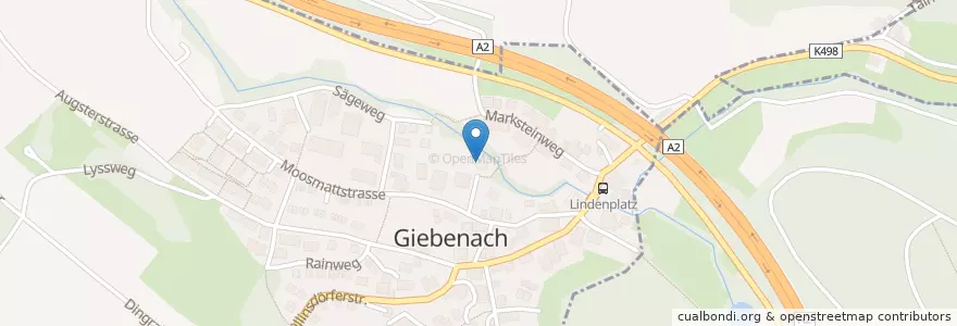 Mapa de ubicacion de Kindergarten en Suiza, Basilea-Campiña, Bezirk Liestal, Giebenach.