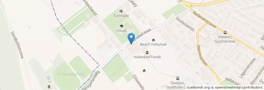 Mapa de ubicacion de Stadthalle Dietikon en 스위스, 취리히, Bezirk Dietikon, Dietikon.