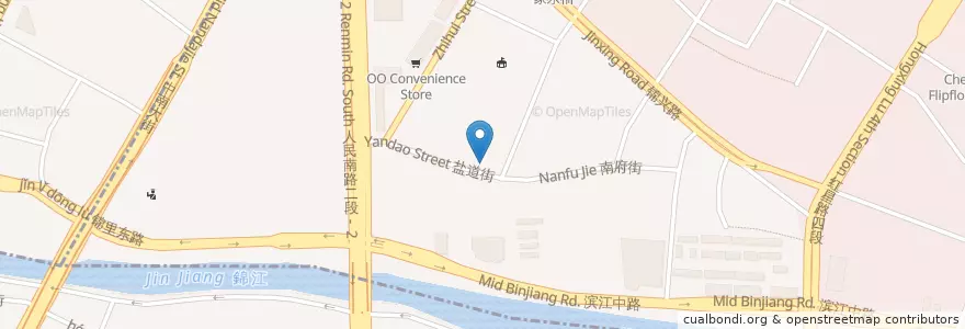 Mapa de ubicacion de 成都市盐道街小学 en China, Sichuan, Chengdu City, Jinjiang District.