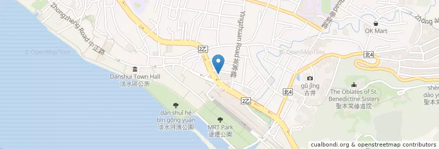 Mapa de ubicacion de 瓦城泰國料理 en تایوان, 新北市, 淡水區.