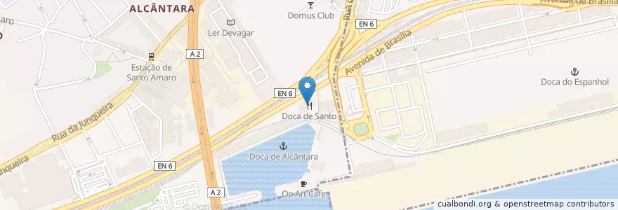 Mapa de ubicacion de Doca de Santo en Portugal, Aire Métropolitaine De Lisbonne, Lisbonne, Grande Lisboa, Alcântara.
