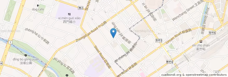 Mapa de ubicacion de 貳參咖啡 en تایوان, 臺灣省, سینچو, 北區.