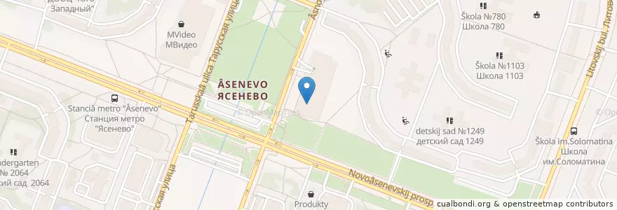 Mapa de ubicacion de KFC en Russie, District Fédéral Central, Moscou, Юго-Западный Административный Округ, Район Ясенево.