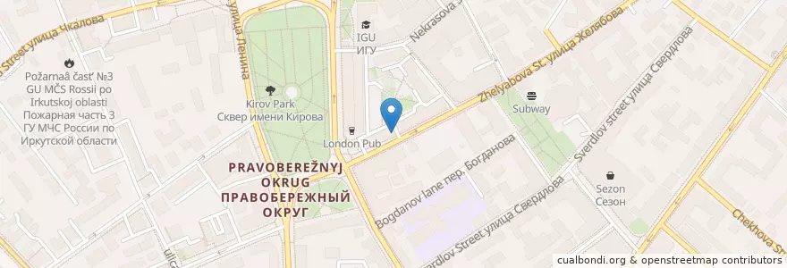 Mapa de ubicacion de Studio Coffee en روسيا, Сибирский Федеральный Округ, إركوتسك أوبلاست, Городской Округ Иркутск.