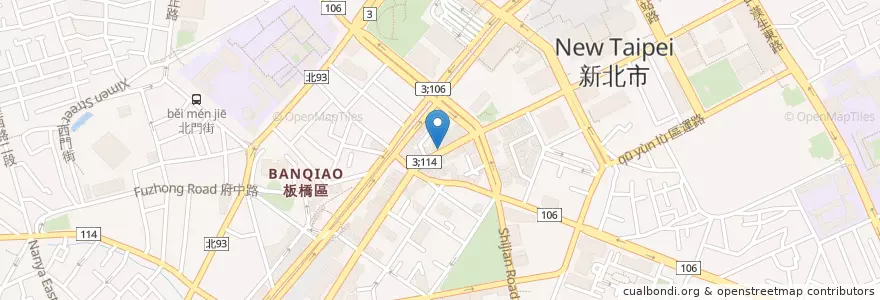 Mapa de ubicacion de 全民紅燒清燉牛肉麵館 en تايوان, تايبيه الجديدة, 板橋區.