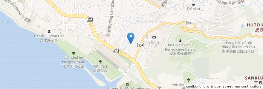 Mapa de ubicacion de 阿姨麵攤 en Taiwan, Neu-Taipeh, Tamsui.