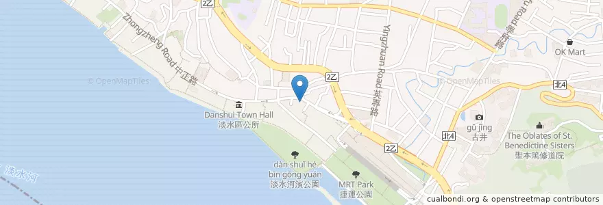 Mapa de ubicacion de 星星牛排館 en Taiwan, 新北市, 淡水區.