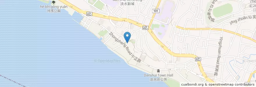 Mapa de ubicacion de 炭錢胡椒餅 en Taiwan, Nuova Taipei, Distretto Di Tamsui.