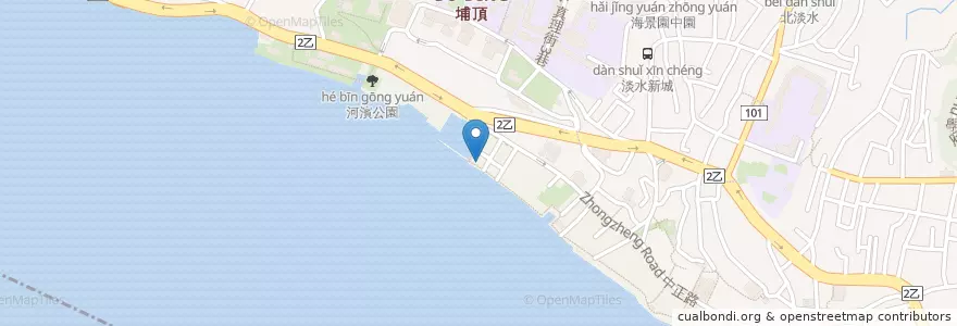 Mapa de ubicacion de 淡水長堤 en 台湾, 新北市, 淡水区.