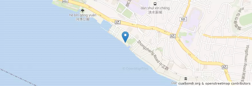 Mapa de ubicacion de 榕堤水灣餐廳 en Tayvan, 新北市, 淡水區.