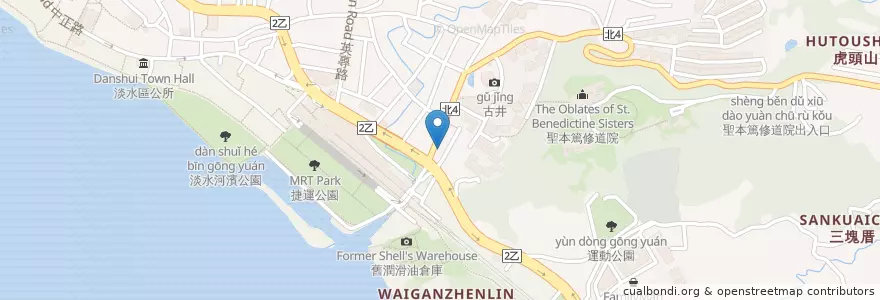 Mapa de ubicacion de 梅江銅盤烤肉 en 타이완, 신베이 시, 단수이 구.